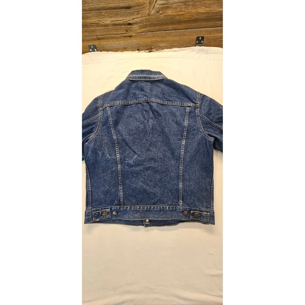 Levis 71506 0216 Denim Trucker Jacket Mens 46L Blue Made in USA Vintage Long